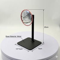 Mini miroir de bureau rétractable, bouclier de confidentialité convexe grand angle réglable avec base métallique 13x13cm pour poste de travail en cubicle