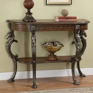 <span class=keywords><strong>Console</strong></span> semi-circulaire en <span class=keywords><strong>bois</strong></span> massif de style européen et américain, design antique, pour entrée, hall, salon, appartement - Product Image 3