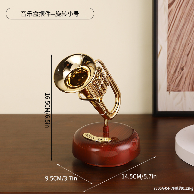 7305A-04 Adorno de caja de música - Trompeta giratoria