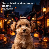 Masque en feutre avec cornes de diable et serre-tête fantaisie à oreilles de chat scintillantes pour chiens et chats - Fournitures de fête - Vente chaude pour Halloween