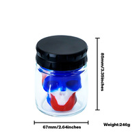 En gros, Moulin à herbes en forme de tête de mort avec boîte de rangement pour fumeurs, portable 2 en 1 en verre et silicone