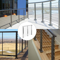 Colonne de garde-corps moderne en câble d'acier inoxydable pour balcon et escalier, options personnalisables pour l'intérieur