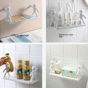 Étagère de rangement murale en plastique PP sans perçage, multifonctionnelle pour cuisine, salle de bain, salon, organiseur de cosmétiques - Product Image 3