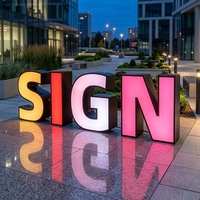Enseigne autoportante multicolore à lettres lumineuses grand format résistantes aux intempéries, lettres LED RVB, enseigne extérieure pour entreprise