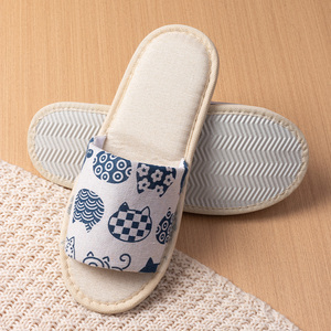 Pantuflas Personalizadas de Lino con Estampado Multicolor para Interiores, Pantuflas Desechables para Spa, Viajes, <span class=keywords><strong>Hotel</strong></span> e Invitados - Product Image 4