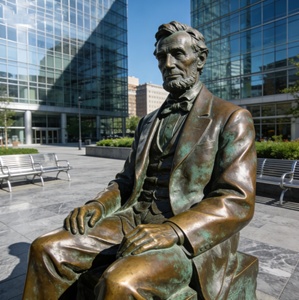 รูปปั้นอะเบราฮัม ลินคอล์น นั่งบนม้านั่ง ขนาดเท่าคนจริง ทำจากทองสัมฤทธิ์ คุณภาพพรีเมียม เหมาะสำหรับตั้งในสวนสาธารณะและลานสาธารณะ - Product Image 5