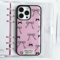 Coque de téléphone nœud papillon rose en résine époxy pour iPhone16 /16 Plus/16 Pro/16 Pro Max/ iphone 15promax/13Promax/14pro