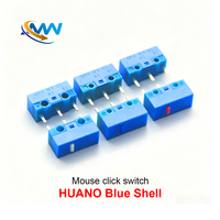 Micro-interrupteur de souris HUANO, bouton poussoir, coque bleue, matériau PVC rose, 20 millions de cycles de vie, applicable aux souris et aux claviers