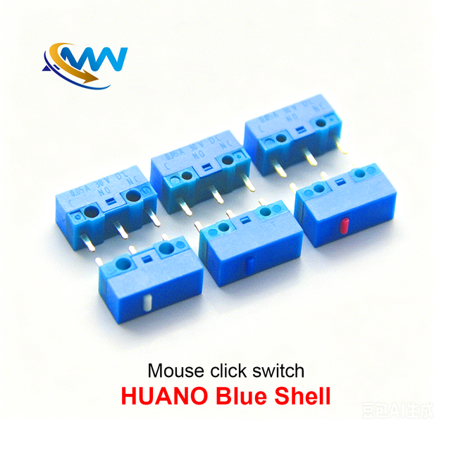 HUANO Mouse Micro Switch Push Button Blue Shell Pink PVC Material 20 Million Lifetimes Applicable to Mice and Keyboards