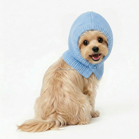 Bonnet Balaclava en Coton Doux et Confortable pour Animaux de Compagnie, Tricot Côtelé Bleu Clair, Fermeture à Boutons, Hiver, pour Chiens et Chats de Petite Taille, Teddy, Bichon