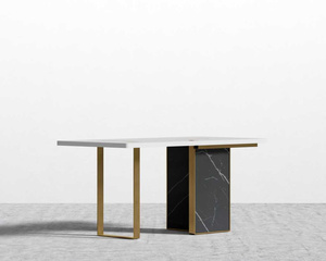 Factory Batch Italian Style Wood Slab Surface White Pc Desktop Table Marble Construction <b>Computer</b> <b>Desk</b> - Product Image 2