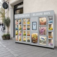 Distributeur automatique de fleurs blanc et gris, vitrine multi-compartiments pour bouquets avec écran tactile pour fleuriste, aéroport, commerce de détail