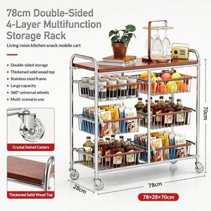 Étagère de rangement en acier à 4 niveaux, extractible et peu encombrante, pour espaces étroits entre les réfrigérateurs et autres meubles domestiques - Product Image 1