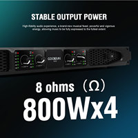 Amplificateur de puissance audio numérique 4 canaux 1U Gooermi R400 classe D 800W pour système de sonorisation karaoké KTV à domicile