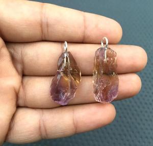 จี้เงินแท้ 92.5 ทำมือ 2 ชิ้น ประดับพลอยอะเมทรินธรรมชาติ ชุบทอง เหมาะสำหรับงานปาร์ตี้ ราคาโรงงาน - Product Image 3