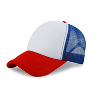 Gorra de béisbol de malla de 5 paneles en blanco para niños, con logo personalizado, MOQ bajo, gorra trucker común para niños