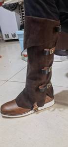 Vintage Medieval Steampunk cuero sintético medio CHAPS pierna <span class=keywords><strong>polaina</strong></span> zapato polainas botas cubre Cavalier renacimiento disfraz accesorio - Product Image 6