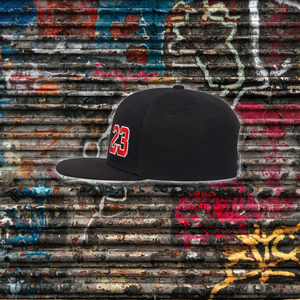 Casquette Snapback Noire Brodé 23 à Visière Plate en Coton Style Streetwear Rugby Extérieur - Product Image 3