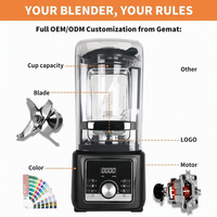Mixeur Commercial Électrique 6L en Plastique avec Couvercle Insonorisé, Commande Tactile, 7 Vitesses, pour Broyer la Glace, Préparer des Jus et des Smoothies, Silencieux et Automatique