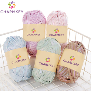 Charmkey metálico camiseta hilo teñido a mano tejido a mano hilo de ganchillo para tejer bolsa - Product Image 5