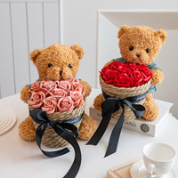 Bouquet de fleurs en poupée, bouquet de fleurs en savon rose - Cadeau d'anniversaire pour petite amie, cadeau de remise de diplôme, cadeau de la Saint-Valentin