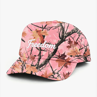 Casquette de baseball tactique non structurée à 5 panneaux, visière légèrement incurvée, avec logo brodé personnalisé, camouflage rose, vente en gros