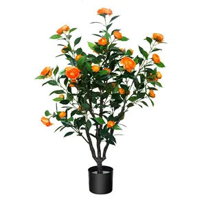 Trang trí nhân tạo Bonsai màu xanh lá cây cây hoa trà hoa cây - Product Image 1