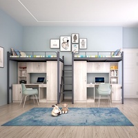 Lit superposé double moderne en métal convertible et pliable avec bureau intégré, idéal pour appartement, maison, école, hôtel, hôpital, garantie 36 mois