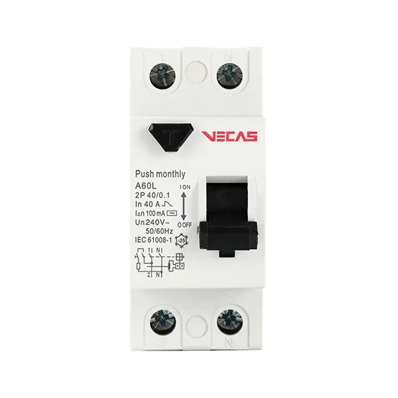 VECAS 2P2極25/40/63アンペア漏れ回路ブレーカーAC240V 415V 25A 40A 63ARCCB残留電流ミニチュア回路ブレーカー