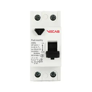 VECAS 2P 2 Pole 25/40/63 amp Leakage Circuit Breaker AC 240V 415V 25A 40A 63A RCCB Residual Current Miniature Circuit Breakers