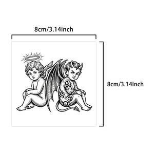 Autocollants de <span class=keywords><strong>tatouage</strong></span> temporaires à base de plantes, motif <span class=keywords><strong>ange</strong></span>-<span class=keywords><strong>d</strong></span>émon, best-seller transfrontalier, longue durée, imperméables, de luxe, 10-12 jours, parfaits pour les hommes - Product Image 1