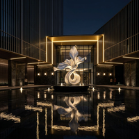 Escultura de Flores con Borde Dorado, Decoración de Pared Botánica Moderna en Blanco y Dorado, Arte Floral Abstracto de Lujo para Hogar, Hotel, Galería