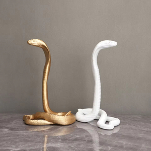 Scultura Animale in Resina <span class=keywords><strong>Cobra</strong></span> Platino di Alta Qualità, Dipinta a Mano, Ornamento Artistico <span class=keywords><strong>da</strong></span> Tavolo per Interni con Colore e Dimensioni Personalizzabili - Product Image 2