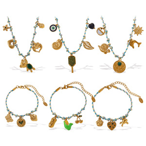 Fashion Charm Bracelet Set For Women Zinc Alloy <b>Crystal</b> Rhinestone Pendant Jewelry Gift With <b>Animal</b> And Heart Charms - Product Image 5