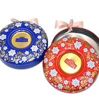 Boîtes d'emballage en métal personnalisées en forme de beignets ronds, bonbons, boîtes en fer