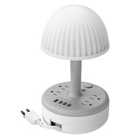 Multiprise standard américaine avec lampe de table et veilleuse, 4 prises CA, port de charge USB Type-C PD, lampe de bureau pour la maison et le bureau