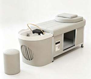 Table de lavage de cheveux noire pour salon, avec bac et repose-pieds réglable, mobilier de coiffure professionnel - Product Image 6
