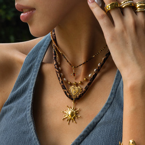 Collar de bufanda de acero inoxidable de estilo Vintage N & S para <span class=keywords><strong>mujer</strong></span>, joyería de <span class=keywords><strong>moda</strong></span> con estampado de leopardo, accesorio de Venta caliente - Product Image 3
