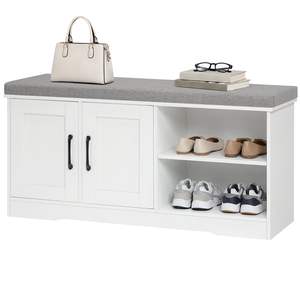 <span class=keywords><strong>Banc</strong></span> de rangement de 39,4 po de large avec coussin rembourré, <span class=keywords><strong>banc</strong></span> d'entrée avec 2 portes et étagère réglable, <span class=keywords><strong>banc</strong></span> de bout de lit - Product Image 2