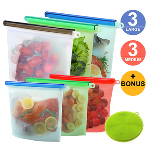 Reusable Eco Friendly Leakproof Ziplock Silicone Food Storage Bag Snack Bag for Sandwich Liquid Lunch Fruit