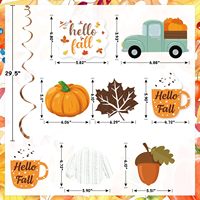 Décorations suspendues pour fête d'automne, décorations de fête d'automne « Hello Fall », camion à feuilles de citrouille pour fournitures de décoration de fête d'automne