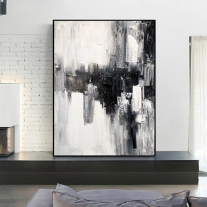 Idées de peintures murales abstraites modernes simples en noir et <span class=keywords><strong>blanc</strong></span> géométriques en acrylique pour le <span class=keywords><strong>salon</strong></span>, décoration sur toile - Product Image 4