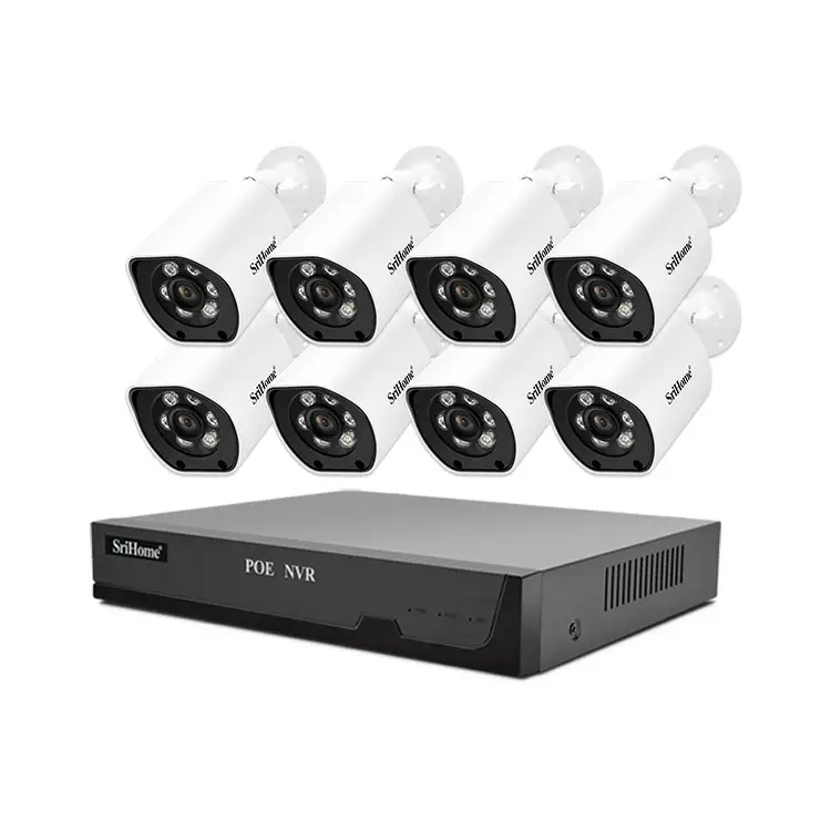 키트 보안 카메라 POE 2CH 4CH 8CH 감시 유선 야외 키트 보안 CCTV 시스템 NVR
