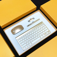 Produit d'entreprise de luxe, impression couleur argent, stylo promotionnel USB sans fil, souris de bureau, clavier, ensemble cadeau