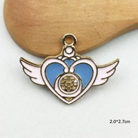 Sailor Moon-Colgante con alas de estrellas y cristal esmaltadas, para hacer joyas, collares, Anime