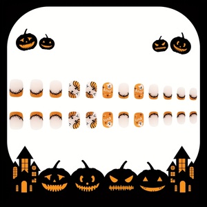 <span class=keywords><strong>Faux</strong></span> <span class=keywords><strong>ongles</strong></span> à presser Halloween Withered Tree House, longs et carrés, en acrylique, amovibles avec colle - Product Image 3