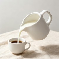 Pichet à crème en céramique blanche, carafe à lait en porcelaine avec poignée, pour servir du café, du thé, du lait, pour café, restaurant, maison, logo personnalisé