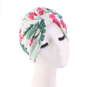 Di Stile di modo Nazionale Fodera di Raso Ragazze Chemio Cap Floreale di Stampa Delle Donne Nodo Turbante - Product Image 5
