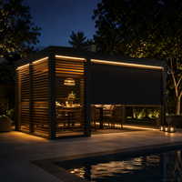 Pergola Bioclimatique Motorisée Moderne de Luxe en Aluminium avec Volets Latéraux à Lamelles, Résistante aux Intempéries, Écologique et Étanche