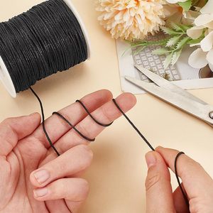 Cordoncino in Cotone Cerato Nero da 1mm, Lunghezza Personalizzabile, Filo per Macramè, Perline, Creazione di Gioielli, Bracciali, Collane, Forniture per Artigianato Fai-da-Te, <span class=keywords><strong>Borse</strong></span> - Product Image 4